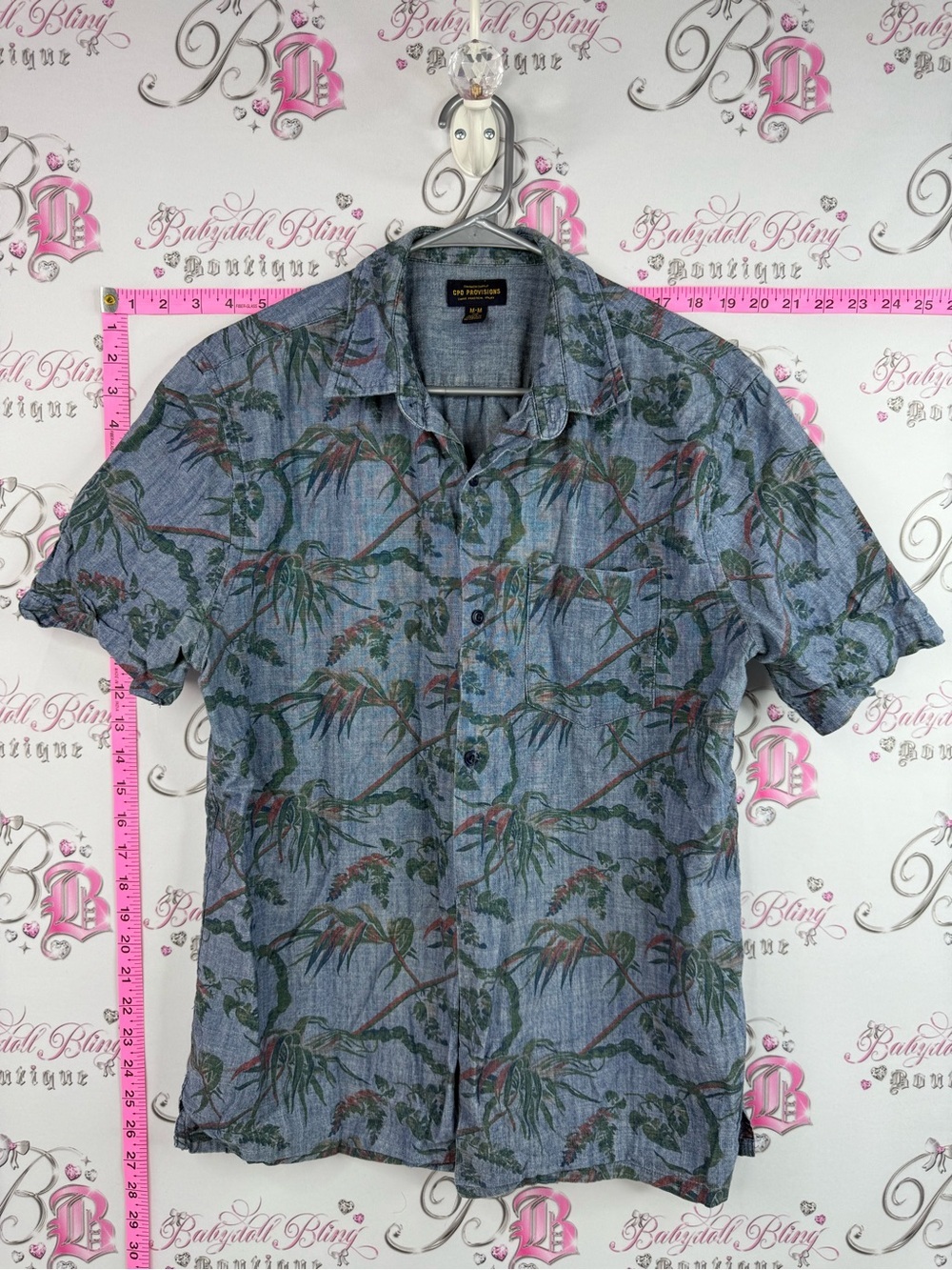Cpo provisions shirt tee Tropical-Print Short-Sleeve Dress Shirt — Blue